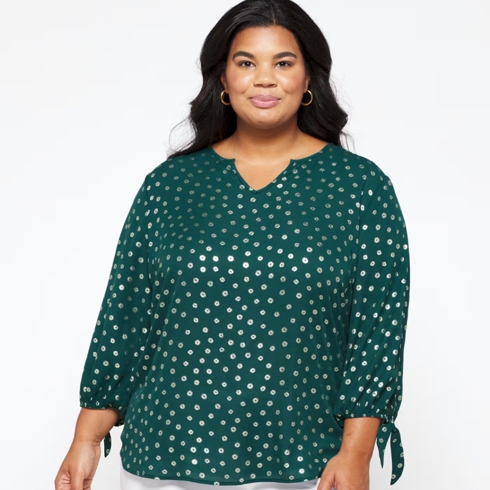 Papermoon Hawkins Teal Gold Foil Women's Blouse